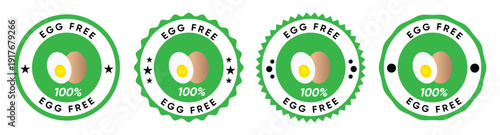 Set of Green Egg Free 100 Percent Vegetarian Diet Label Stickers for Food Packaging and Product Branding
