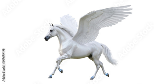 Φωτογραφία Isolated majestic white Pegasus gracefully walking on a vibrant green field, ani