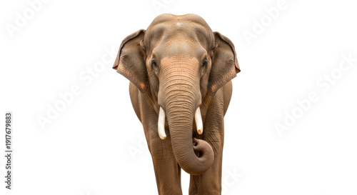 Tableau sur toile Isolated Indian Elephant showing its tusks, facing camera in natural setting wit