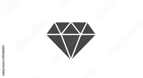 Dark Grey Diamond Precious Gem Icon, Luxury Jewelry Stone Symbol with Isolated White Background