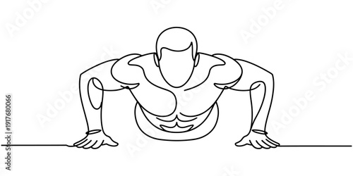 Minimalist Line Drawing of Man Doing Push Up