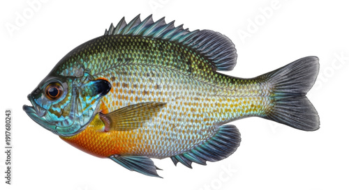 Photos Isolated sunfish swimming in the lake, beautiful freshwater fish, aquatic wildli