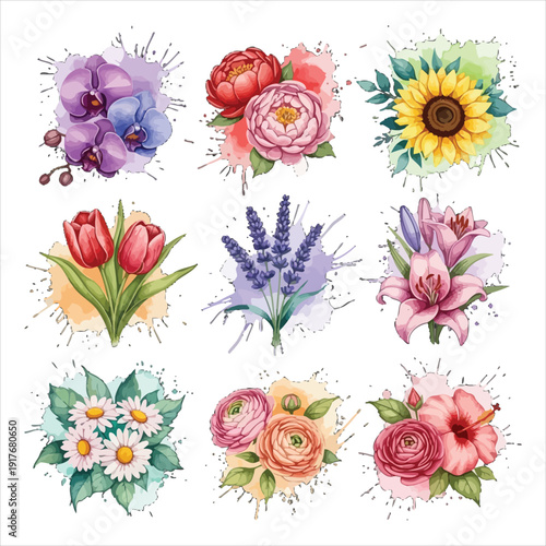 Vibrant floral illustrations for modern designs