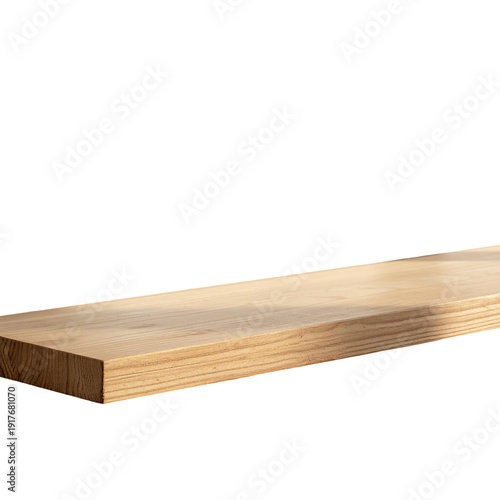 Close-up of a rectangular wooden shelf on black