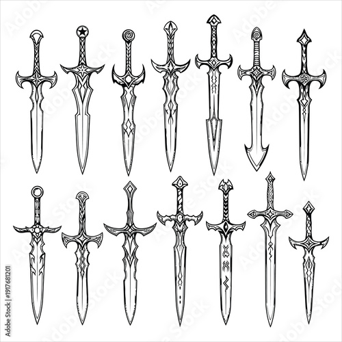 Fantasy swords with intricate designs