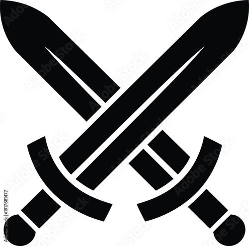Crossed swords symbolizing conflict and battle readiness always. Vector