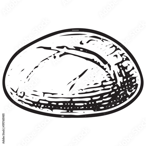 Loaf of bread sketch, baked good illustration, bakery product vector