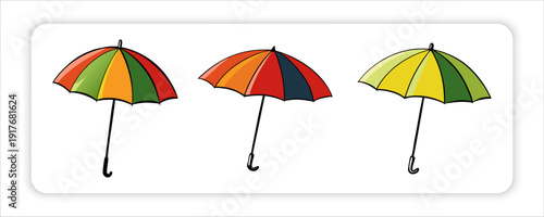 Drawn Umbrella, Colorful April Month,Umbrellas in Various Styles