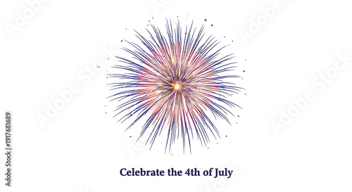 Fireworks explosion icon for 4th of July celebration, isolated on transparent background