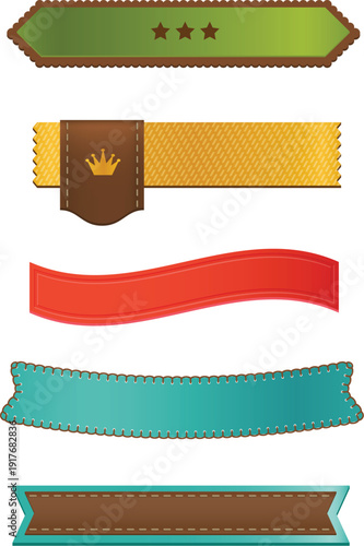 Colorful Fabric Ribbons with Stitched Edges and Embellishments green