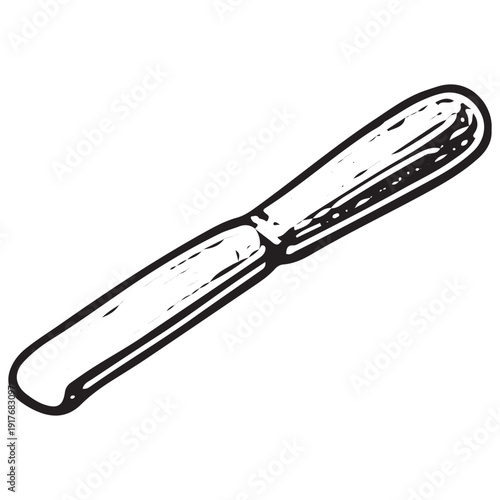 Small rolling pin sketch, dough rolling tool illustration, baking utensil vector