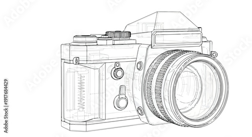 Professional DSLR camera photography gear sketch