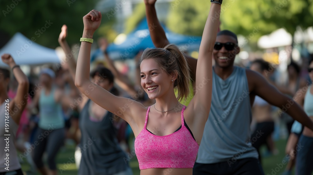 custom made wallpaper toronto digitalInspiring human potential showcased in a joyous community event, with individuals of all ages participating in fitness activities, embracing wellness and vitality. A sunny park setting filled with