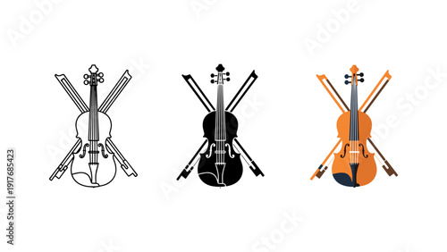 Vector violins set isolated on white background musical instruments collection illustration