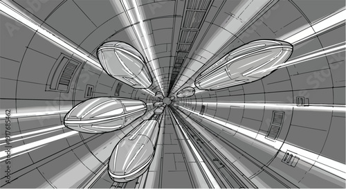 Camera lens optics technical engineering sketch