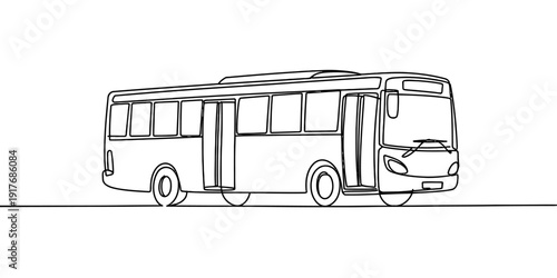 A minimalist line drawing of a modern city bus designed for public transportation