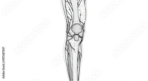 Human knee joint anatomy medical sketch art