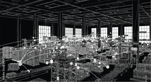 Server room hardware technology technical sketch