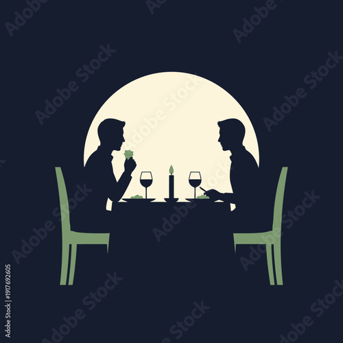 Two people dining together at a table with a candle.
