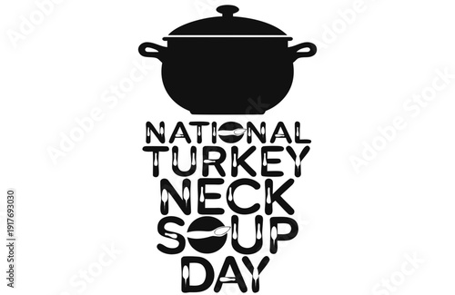 Warm Turkey Neck Soup Bowl Vector Illustration, Traditional Recipe Concept