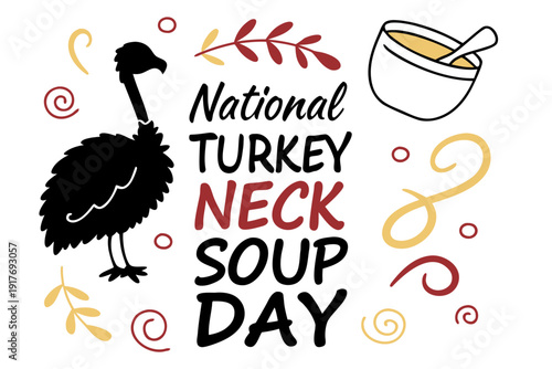 National Turkey Neck Soup Day Celebration Vector, Homemade Comfort Food Design