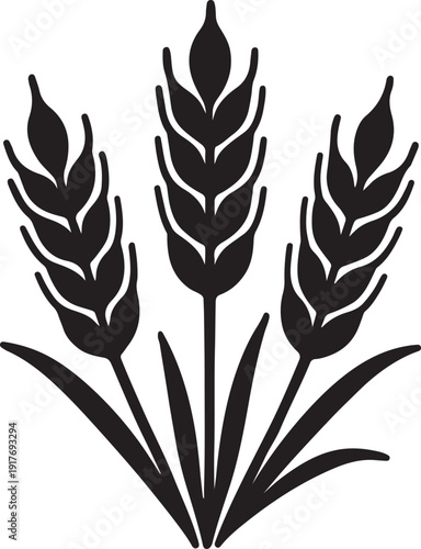 Silhouette Vector Illustration Of Organic Wheat Ears Icon Representing Agriculture and Harvest