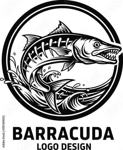 Barracuda Fish Vintage Logo Emblem