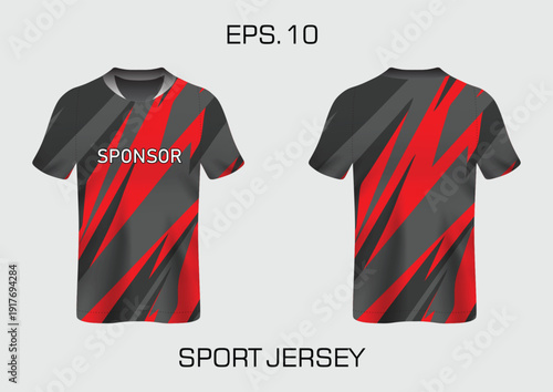 Grey and Red Sport Jersey T Shirt.