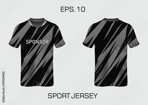 Black Sport Jersey Template Front and Back.
