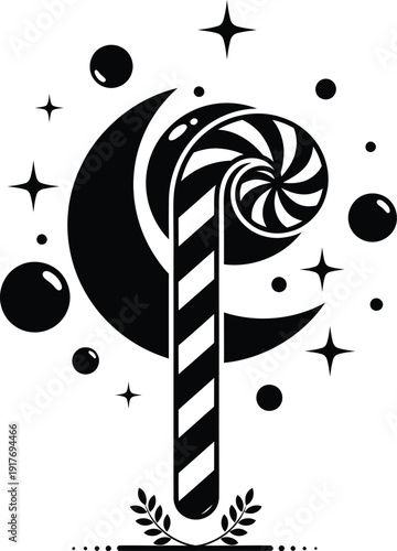 Candy Cane Letter P Decorative Illustration
