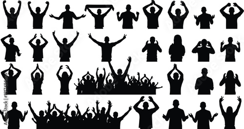 Crowd cheering silhouettes indicate great.