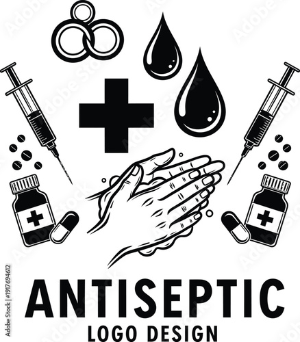 Antiseptic Hand Wash Medical Logo