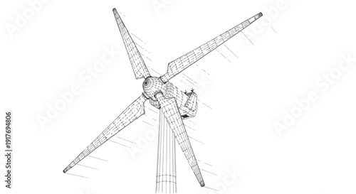 Wind turbine renewable energy technical sketch