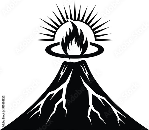 Volcano Eruption Silhouette Illustration