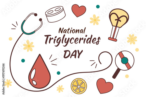 National Triglycerides Day Celebration Vector, Cardiovascular Health Concept