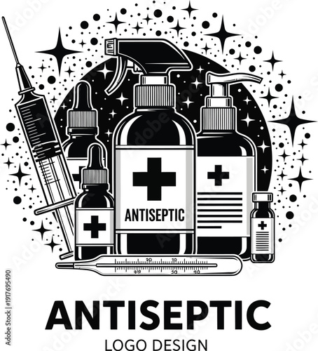 Antiseptic Medical Logo Design Illustration