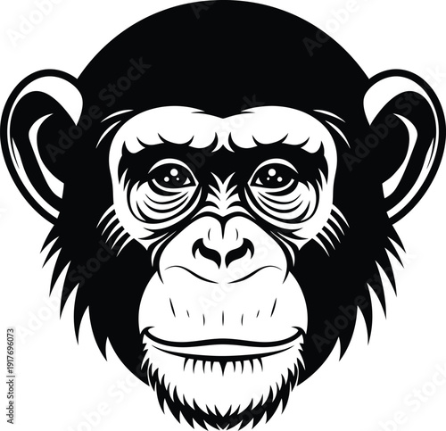 Detailed chimpanzee face vector illustration