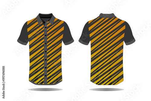 Colorful Striped Polo Shirt Front and Back.