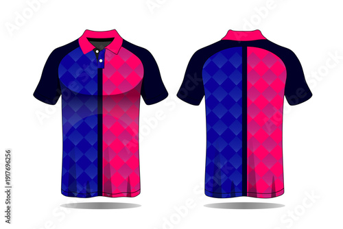 Colorful Polo Shirt Front and Back View.