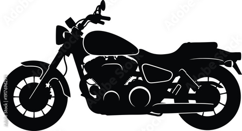 Classic cruiser motorcycle side view silhouette vector