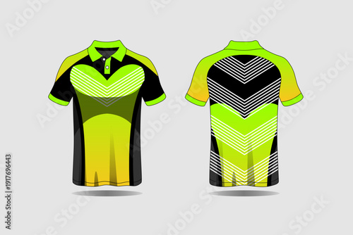 Vibrant Green and Black Polo Shirt Design.