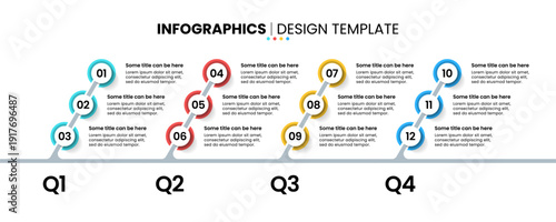Infographic template. Quarterly timeline with numbers and circles