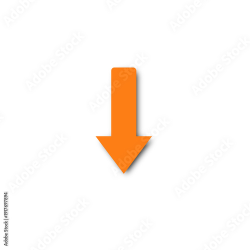 Schilderij op canvas Orange Arrow Down Icon