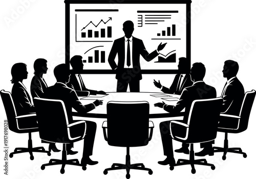 Business meeting with presentation and charts boardroom