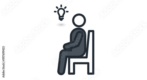 Man Sitting on Chair with Lightbulb Idea.