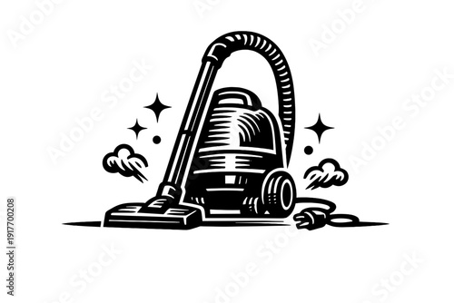 A minimalist white line drawing on a black background featuring a tall rounded portal or archway surrounded by fluffy clouds and sparkling four-pointed stars in a simple doodle style.