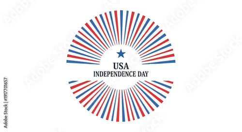 Patriotic USA Independence Day icon with starburst design and red, white, and blue colors
