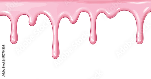 Pink icing drip with colorful sprinkles cartoon sweet dessert decoration vector illustration, party invitations, and sweet food-related content