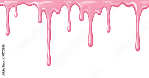 Pink icing drip with colorful sprinkles cartoon sweet dessert decoration vector illustration, party invitations, and sweet food-related content