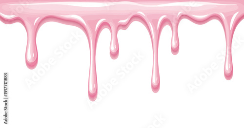 Pink icing drip with colorful sprinkles cartoon sweet dessert decoration vector illustration, party invitations, and sweet food-related content